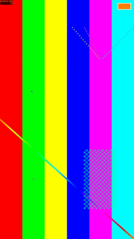One frame of the vertical 1080x1920 test video at 1 second, 270x480 on this page, with the orange logo scaled to a tenth of the video's width in the top-right corner.