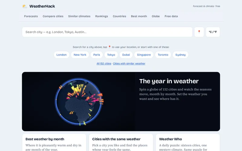 WeatherHack.com — the front page